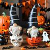 1 Pair Halloween Gnome Statue Ghost Skull Pumpkin Shape Resin Figure Festive