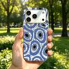 Phone Case for iphone 17 Pro Air 18 Pro Max 16 Plus XS Max 11 14 13 15 12 XR Blue - Ring Abstract Pattern Silver Cracked Texture Shockproof Cover