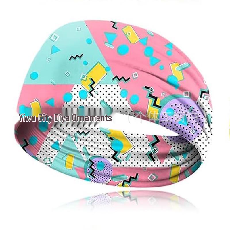 Ретро Модный Принт Впитывающая Пот Повязка на Голову для Путешествий, Йоги и Фитнеса