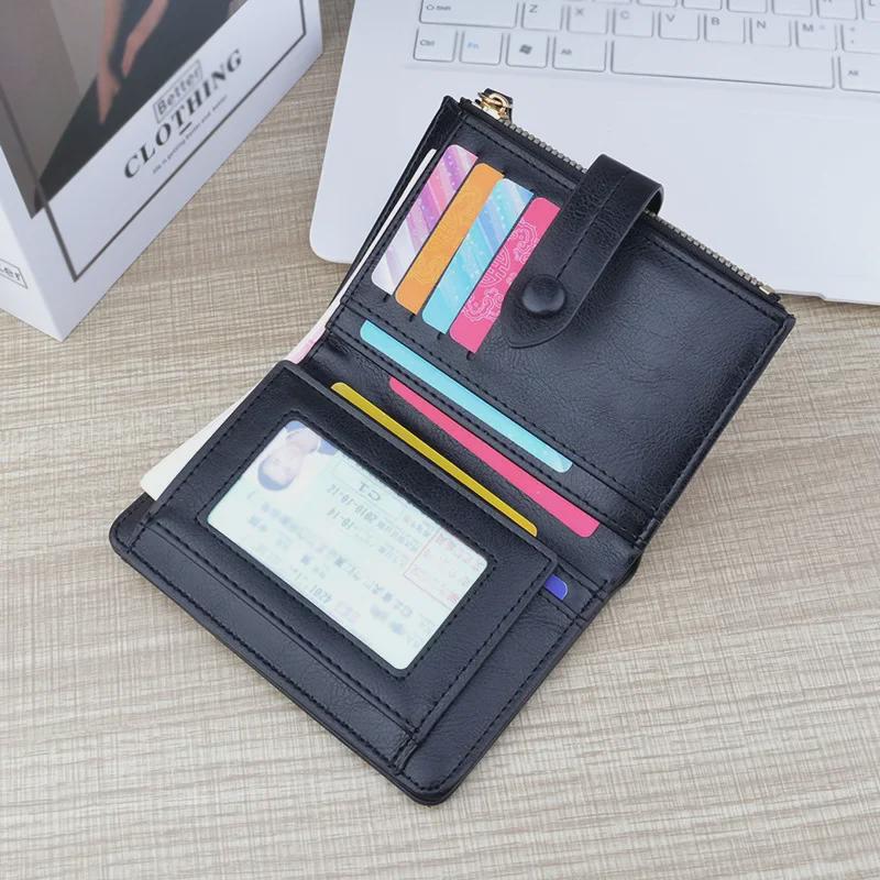 Женский короткий кошелек с отделением для нескольких карт и кошельком для монет на молнии — модный и вмещает водительские права