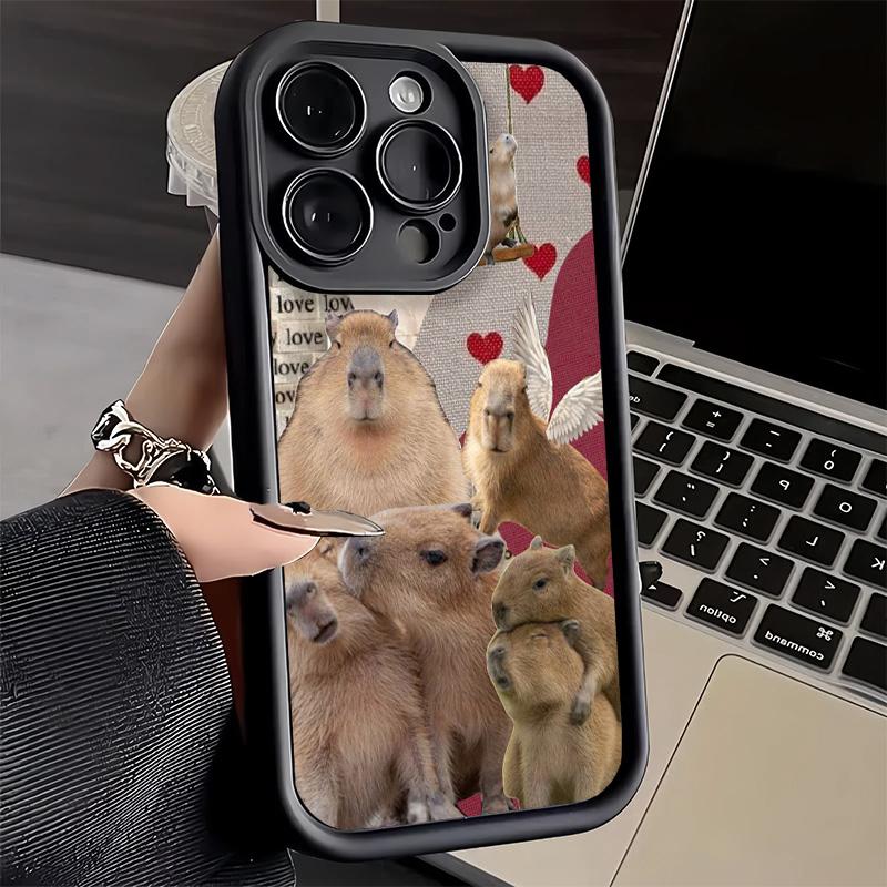 Чехол для телефона iPhone 17 Air 16E 15 16 Pro Max Животное Капибара Милый Чехол 14 Plus 13 12 Mini Мягкий Силиконовый Чехол Fundas