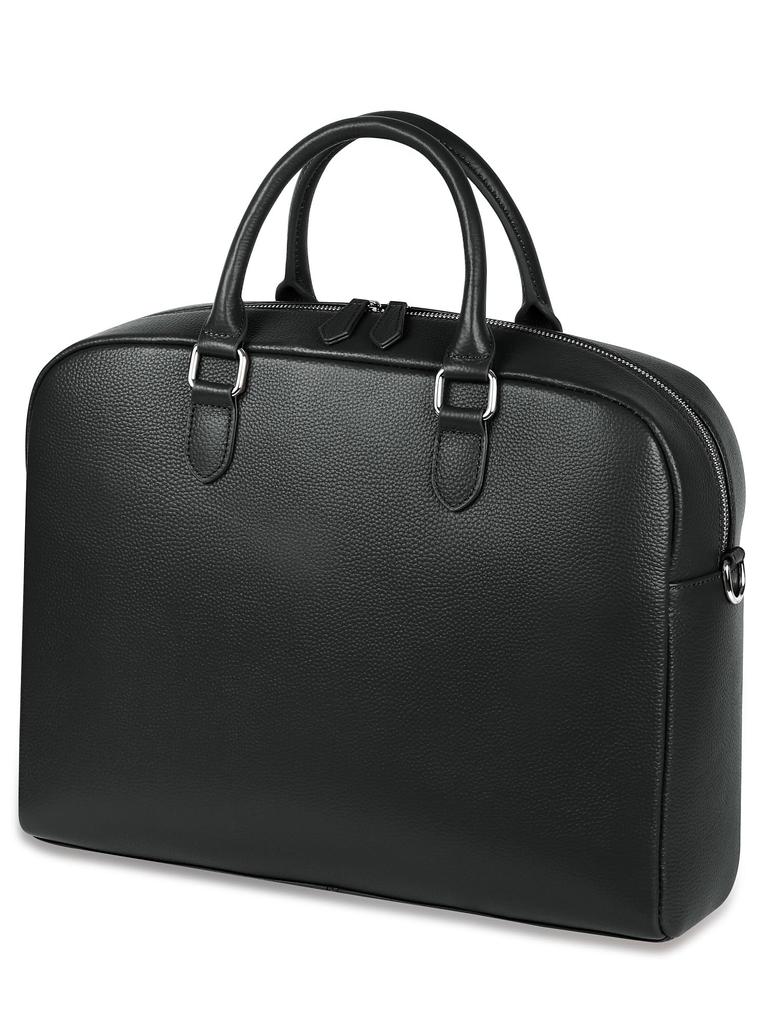 Briefcase Shrink Leather Genuine Leather Business Bag Leather Large Capacity A4 [Uneven] Men's (Black)