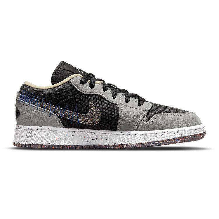 Air Jordan 1 Low SE GS Crater Kids Sneakers Grey Light-Smoke-Grey Black DM4690-001