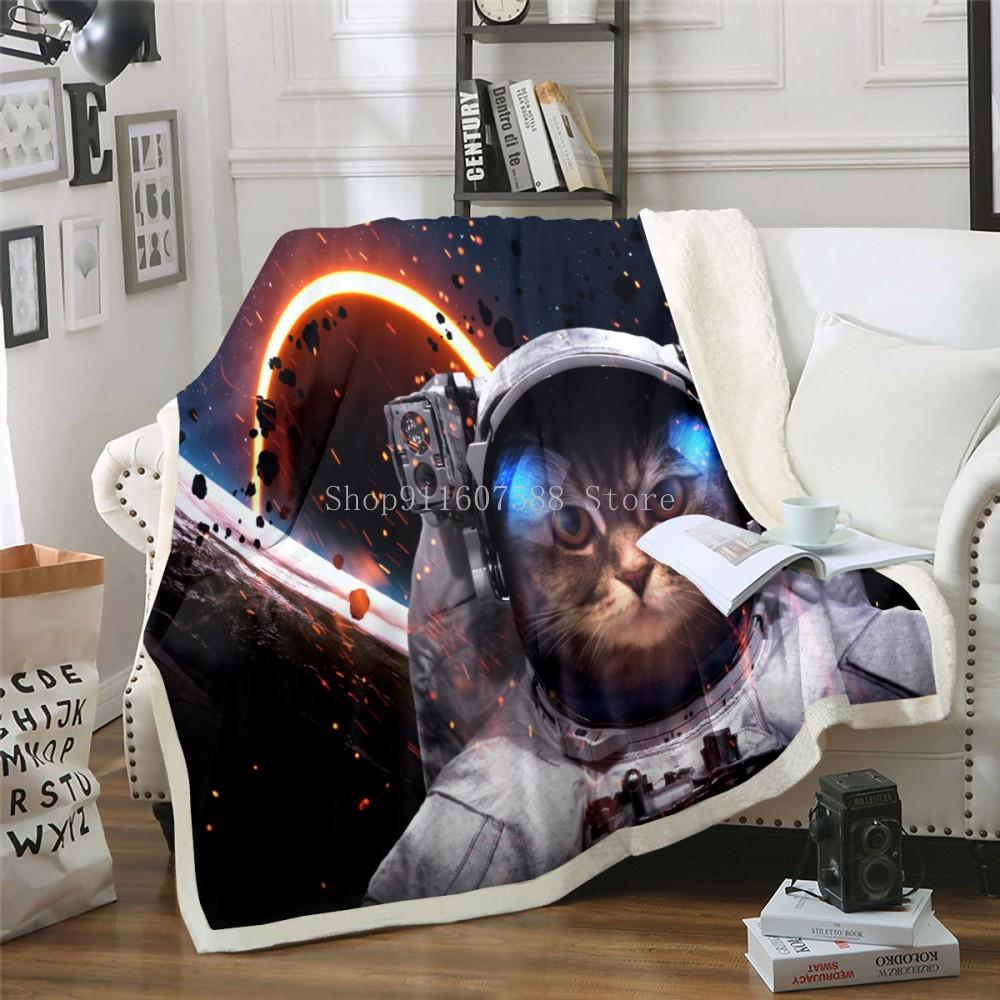 Милый спящий кот 3D-напечатанное шерстяное одеяло для пикника, очень толстое, модные простыни, кошки, домашнее животное, дети, шерпа, пледы