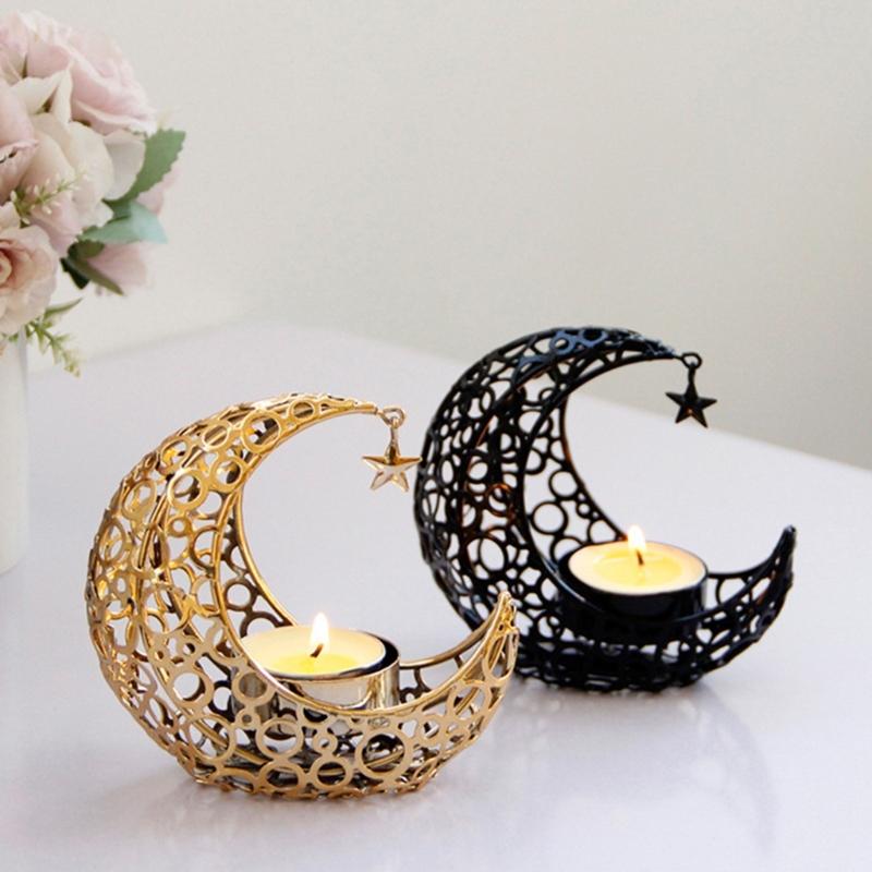 Moon Shaped Candle Holder Tealight Holder Metal Moon Candle Stand Candlestick for Christmas Dining Wedding Home Decors