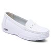 Модные Новые Женские Туфли на Плоской Подошве из Натуральной Кожи, Повседневные Белые Туфли-клинья, Мягкая Подошва, Слипоны-мокасины, Удобные Перфорированные Рабочие Туфли