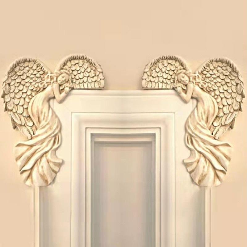 Angel Wings Resin Craft Door Frame Ornament Angel Winged Goddess Pendant Indoor/Outdoor Garden Door Decoration Home Gifts Left Right Wings KTY
