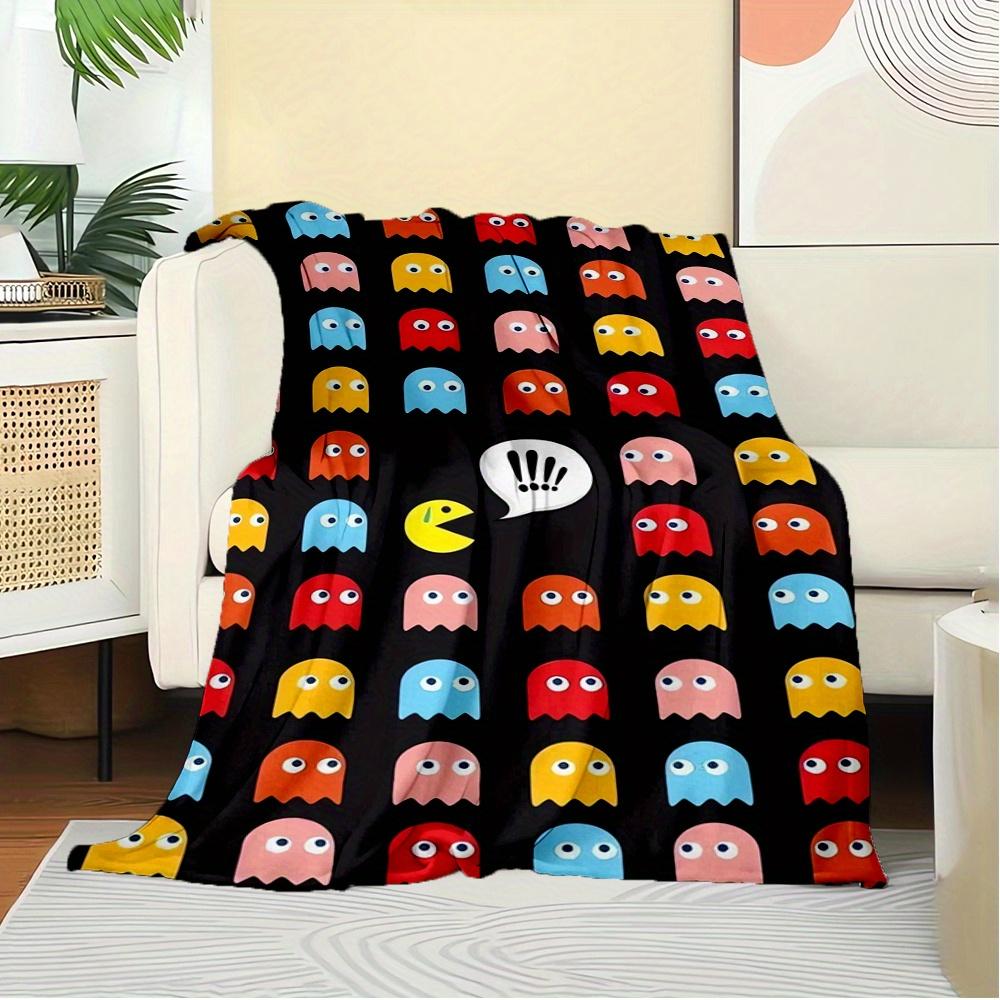 1pc Pac-Man,Ghosts,Classic GameDigital Print Fleece Blanket - Contemporary Style, Suitable for All Seasons, Perfect for Home, Travel, or Cam
