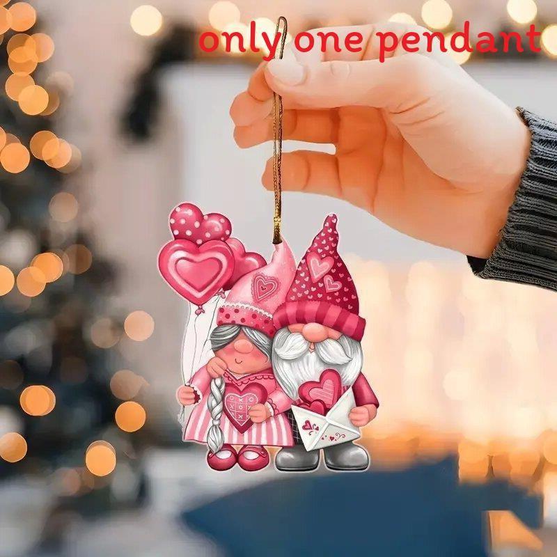 Christmas Pink Santa Claus Acrylic Flat Surface Car Pendant For Vehicle Interior