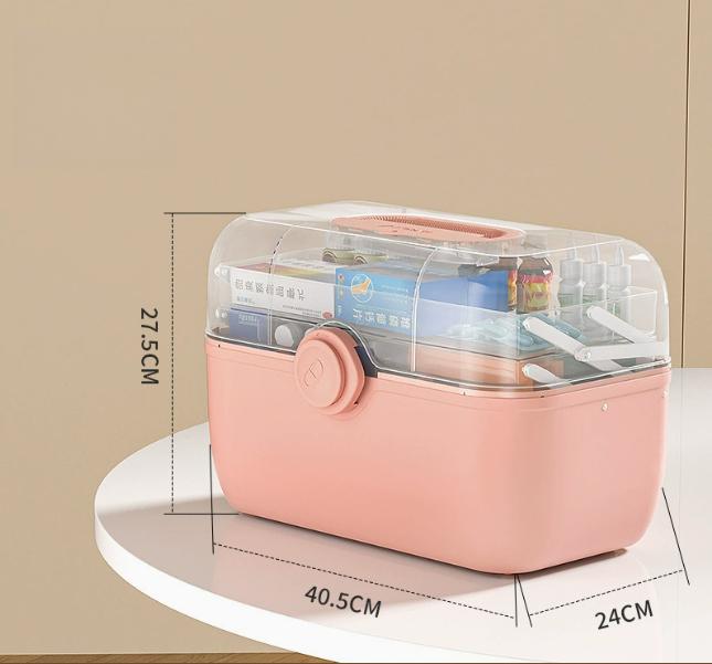 Family Size Portable Medicine Storage Box with Large Capacity and Multi-layer Compartment Adjustable Compartment and Secure Lock
