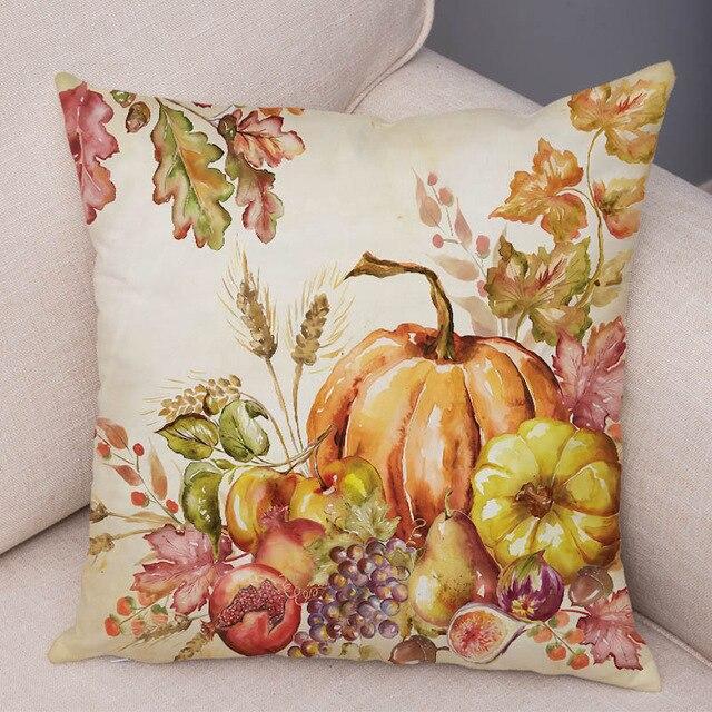 Color Watercolor Pumpkin Pillowcase Super Soft Polyester Decorative Plant Cactus Cushion Cover Suitable for Car Sofa Pillowcase