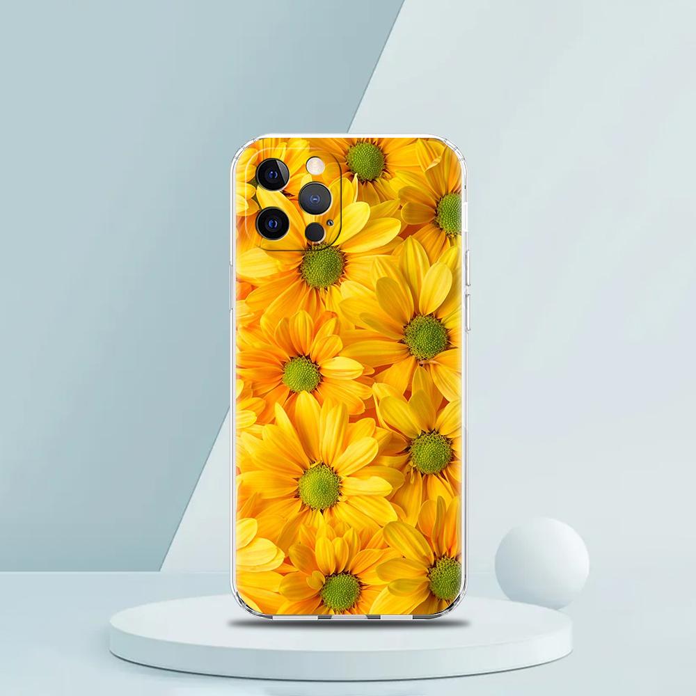 Для iPhone 15 16 14 13 12 mini 11 Pro Max XS X XR SE 7 8 Plus Силиконовый Прозрачный Чехол Красивые Цветы Листья Роскошный Чехол для Телефона