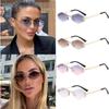 Модные многоугольные солнцезащитные очки для женщин, роскошный бренд, безободковые ромбовидные солнцезащитные очки, женские винтажные металлические солнцезащитные очки, очки для защиты от солнца UV400