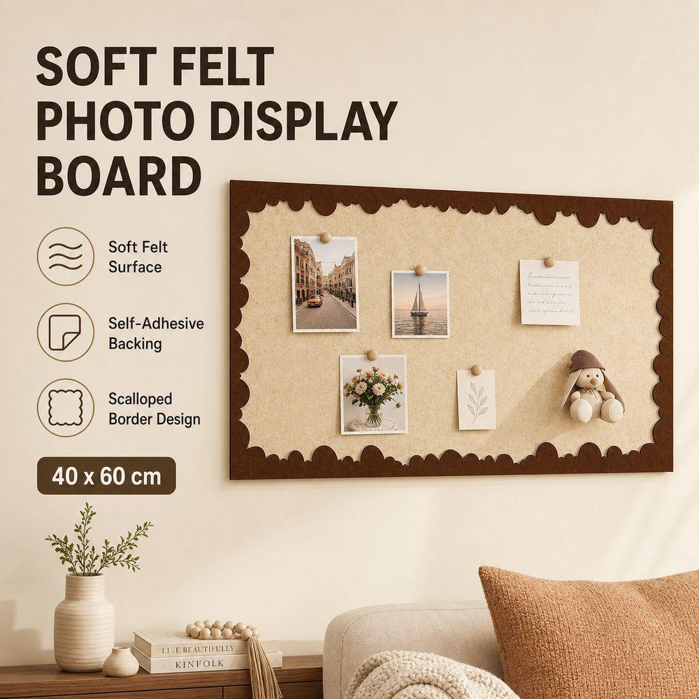 Self Adhesive Felt Wall Board Scalloped Border Wall Memo Board Gifts Photo Wall Panel Home Decor