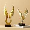 Minimalist Golden Angel Wing Figurine - Small Resin Memorial Gift for Healing, Hope Desk Decor for Her/Him