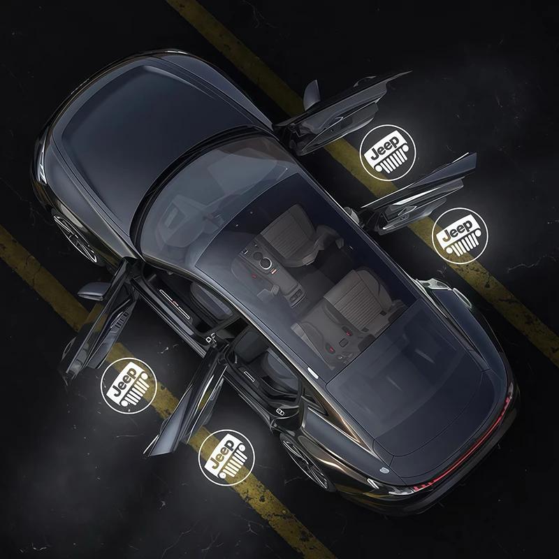 Для Jeep 2 шт. 3D Автомобильная приветственная подсветка Светодиодная лампа атмосферы «Призрачный свет» Декоративная Для Jeep Wrangler Grand Cherokee Wagoneer Gladiator C
