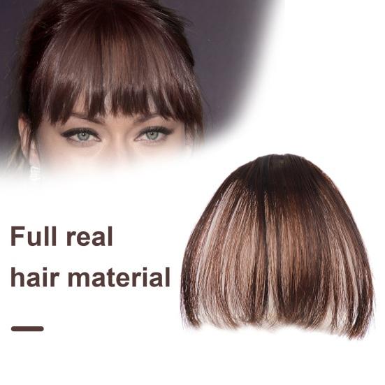 Bangs Wing Clip Hair Extension Soft Natural Straight Anti-slip Reusable Dark Brown Wispy Bangs Fringe Women Dress-up Hairpieces