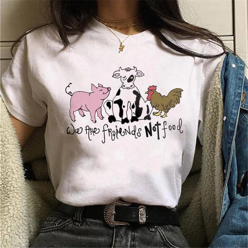 Женская веганская футболка Maycaur с авокадо Harajuku Ulzzang Kawaii Мультяшная футболка Графическая футболка 90-х Женская футболка с коротким рукавом Летняя одежда