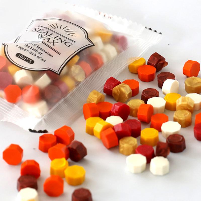 100Pcs/Bag Wax Particles Delicate Fire Lacquer Seal Color Random Colour Macaron Color Bagged Sealing Wax Octagonal Shape