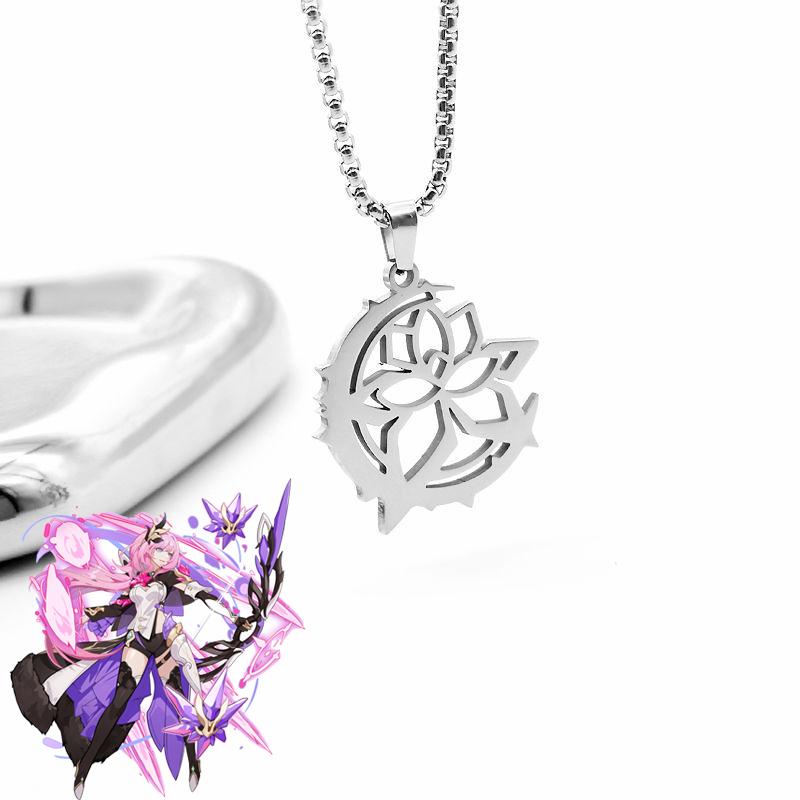 Game Honkai Impact 3 Necklace Elysia Cosplay Unisex Pendant Long Chain Choker Jewelry Accessories Necklaces Gift