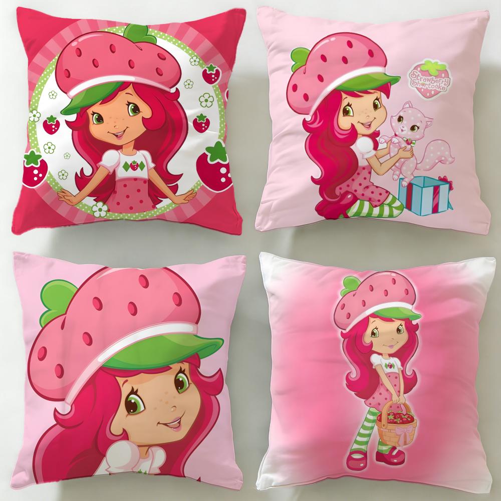 classic cartoon Strawberry Shortcake Cushion Cover Soft EasyWash Pillow Case Versatile for Couch Bed Travel and Office