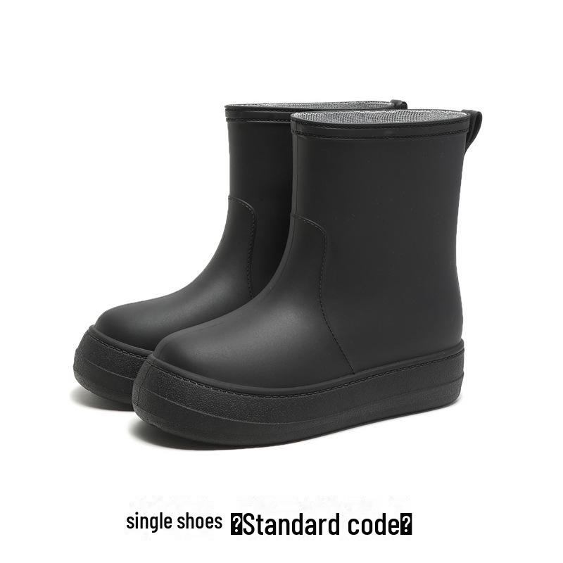 Модные женские водонепроницаемые резиновые сапоги средней высоты со съемной бархатной подкладкой и нескользящей мягкой подошвой.