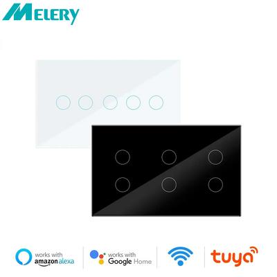 Melery WIFI Tuya Smart 4/5/6 Gang Light Switch Сенсорная стеклянная панель Беспроводной настенный выключатель Alexa Google Home Voice Remote Control