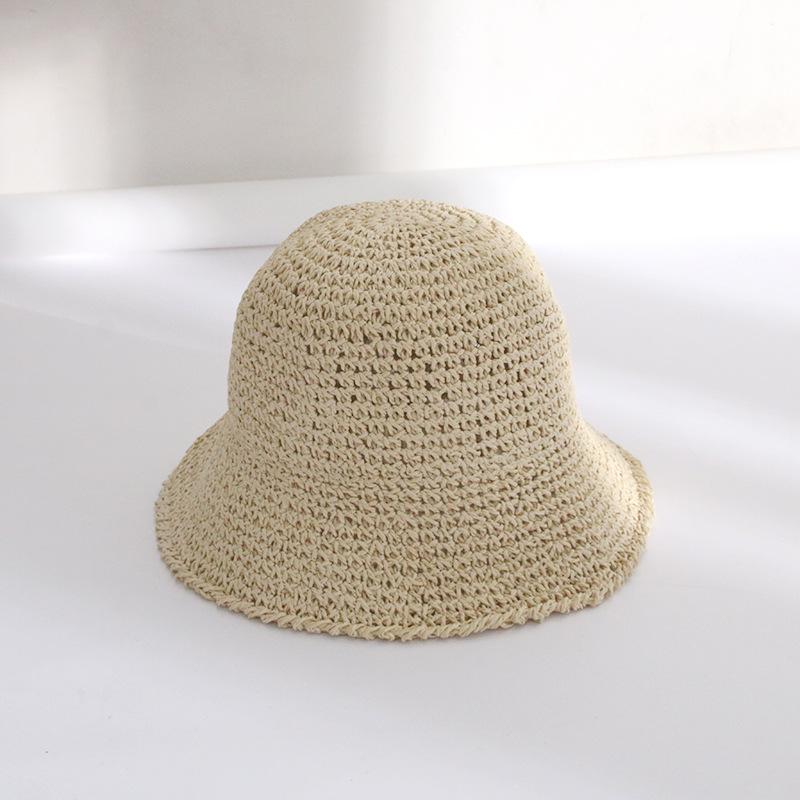 Women's Summer Japanese Style Simple Woven Bucket Hat Breathable Sunshade Straw Hat Beach Vacation Foldable Sun Protection Fisherman Hat