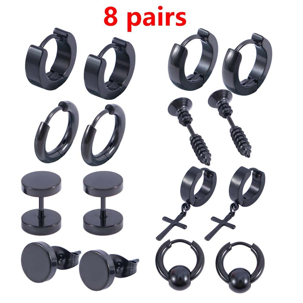 Circle Unisex Geometric Accessories Titanium Hoop Earrings Jewelry set Drop Earring Stud Earring