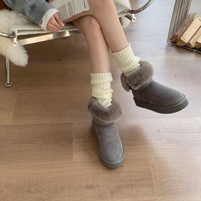 Бархатные теплые полусапожки на толстой подошве женские 2025 новая зима нескользящие меховые интегрированные Северо-Восточные хлопковые ботинки Mao Mao