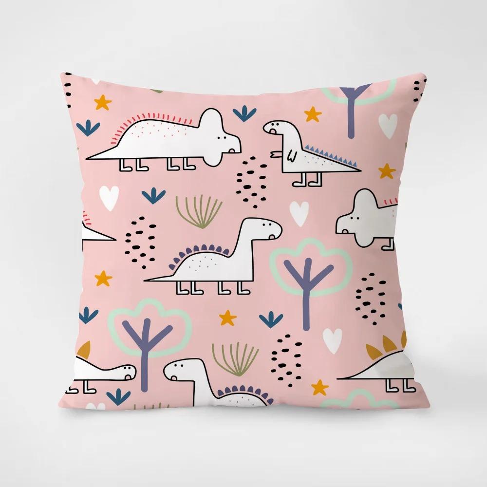 Creative Little Dinosaur Print Cartoon Pillowcase Interior Decoration Office Living Room Home Pillowcase