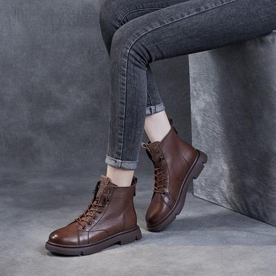 Кожаные женские туфли Ботинки Martin Низкие плоские ботинки