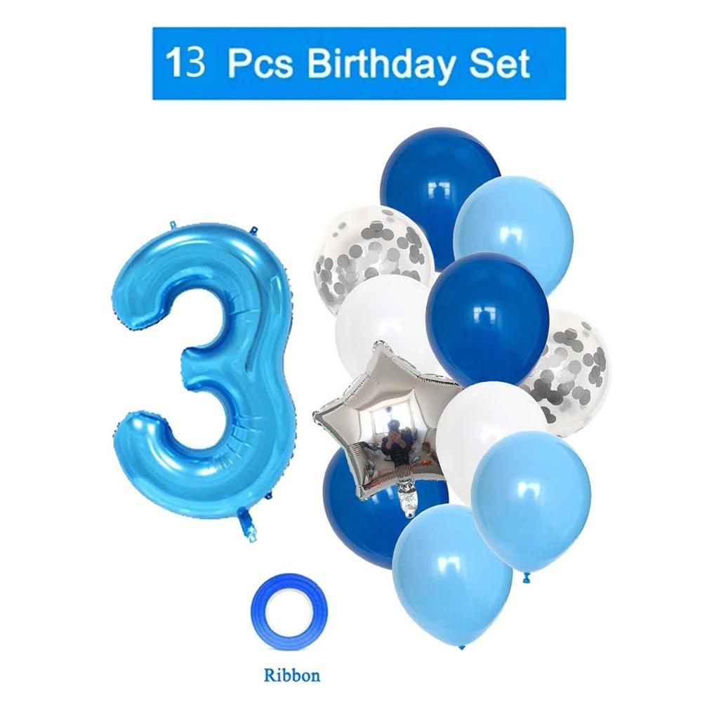 Воздушные шары на день рождения для мальчика с синим воздушным шаром с номером, украшение для дня рождения, детские юбилеи 1/2/3/5/6/8/9 лет