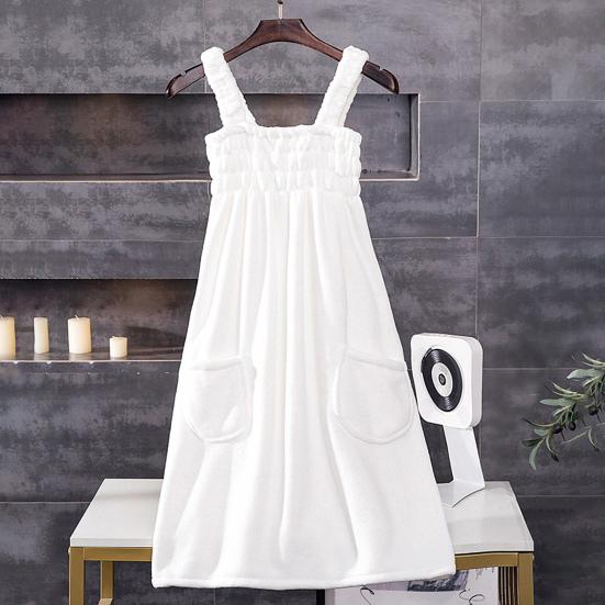 Коралловый флисовый банный халат, быстро впитывающий, быстросохнущий, эластичный, без рукавов, плиссированный, с карманами, свободный, на подтяжках, одежда для пляжа, спа, бассейна, банный халат