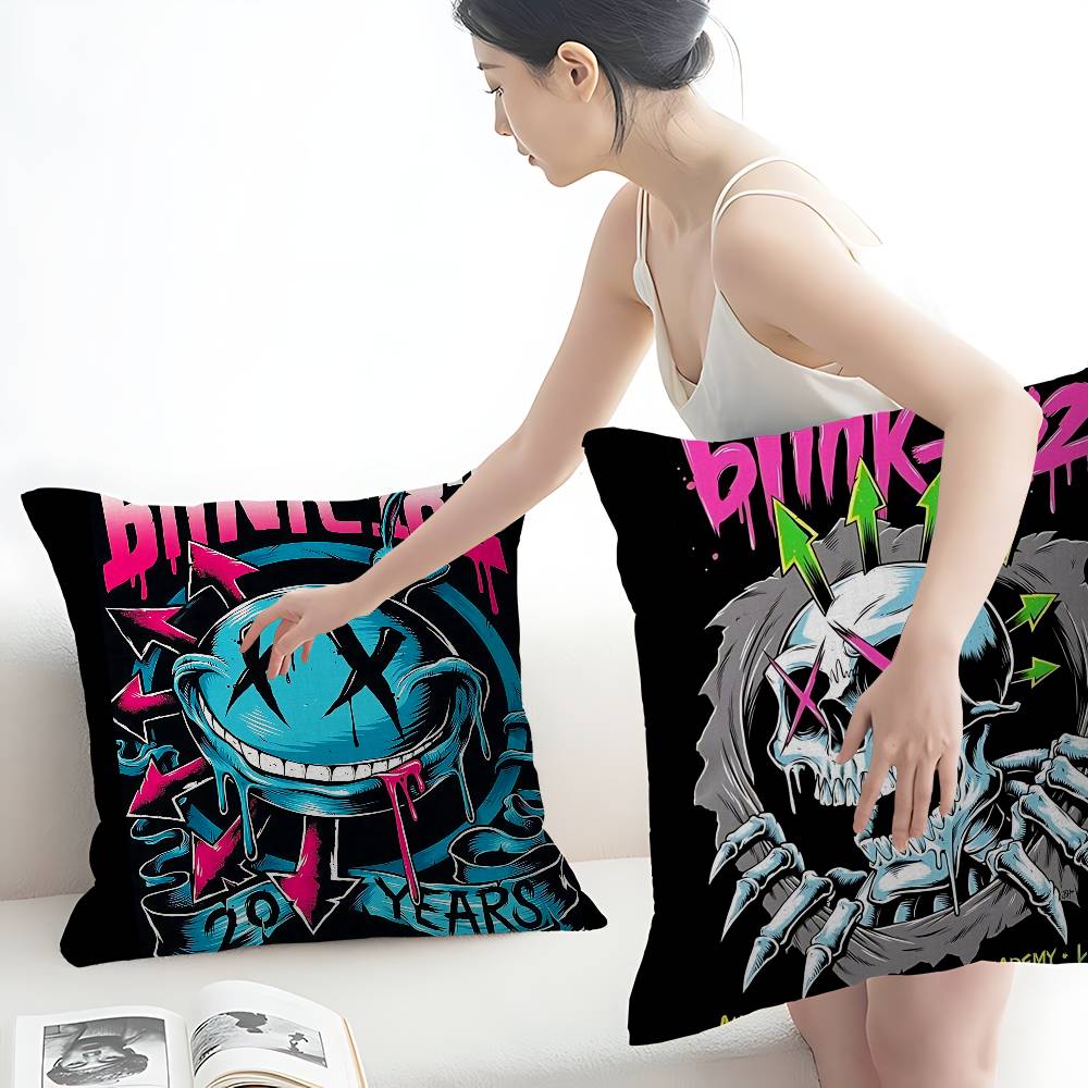 B-Blink 182 Rock Band Cushion Cover Car Throw Pillow Case For Sofa Car Christmas Gift 40X40Cm 45X45Cm