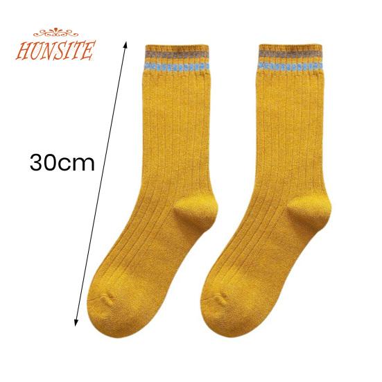 1 пара женских осенне-зимних носков, однотонные, средней длины, толстые, теплые, без запаха, эластичные, противоскользящие, полосатые женские носки до середины икры, впитывающие пот