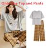 Pure Cotton Summer Sleepwear Set For Women With Chest Padding And Breathable Short Sleeve Long Pants For Home And Outdoors