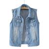 Denim Vest Women's Short Spring and Summer Slim Slimming Sleeveless Jacket Ripped Cardigan Top