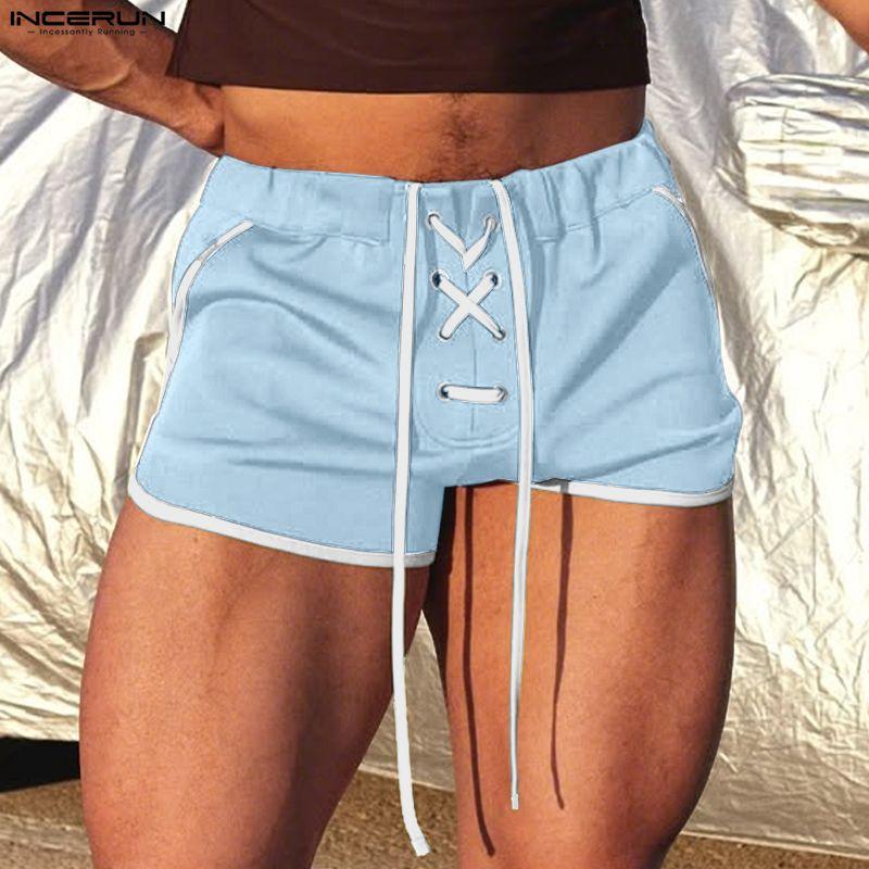 INCERUN Мужские Сексуальные Шорты на Шнуровке Bodycon Фитнес Тренажерный Зал Бег Трусы Домашняя Одежда Горячие Шорты