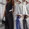 Wide-leg Pants Set Elegant Sleeveless V Neck Women's Suit Set with Irregular Waistcoat Wide Leg Trousers Formal for Office