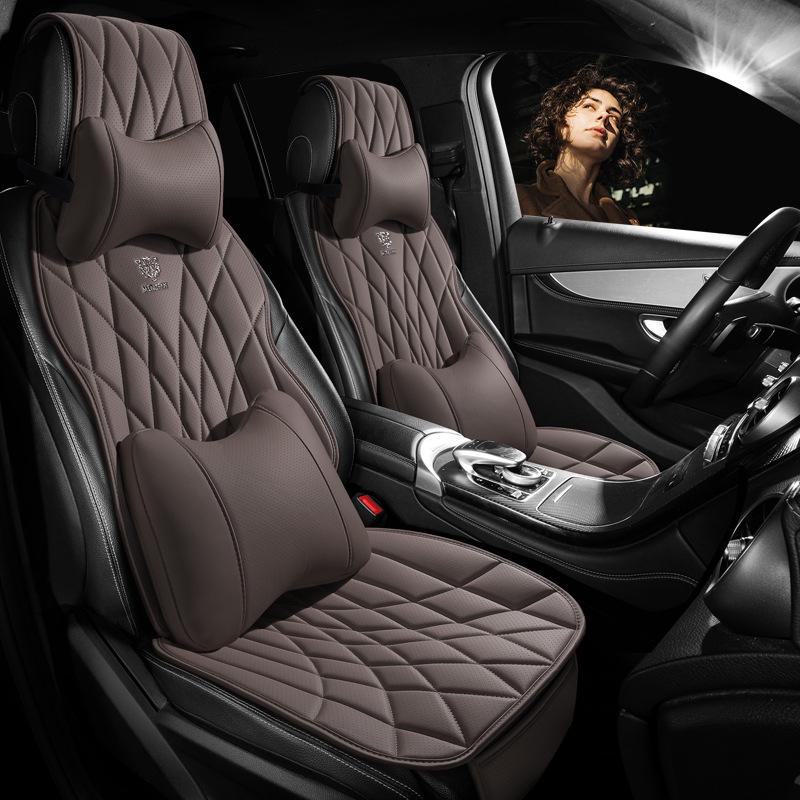 Универсальный комплект подушек для автомобильного сиденья из дышащей кожи наппа - 3 предмета, всесезонный, перфорированный, чехол для заднего сиденья, однокомпонентная подушка для маленького автомобиля