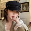 Korean Retro Black Beret for Women In Autumn and Winter with Large Head Circumference Newsboy Hat Painter Hat for Women Showing A Small Face