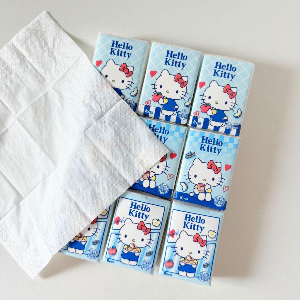 Sanrio Hello Kitty однотонные портативные салфетки, 9 штук