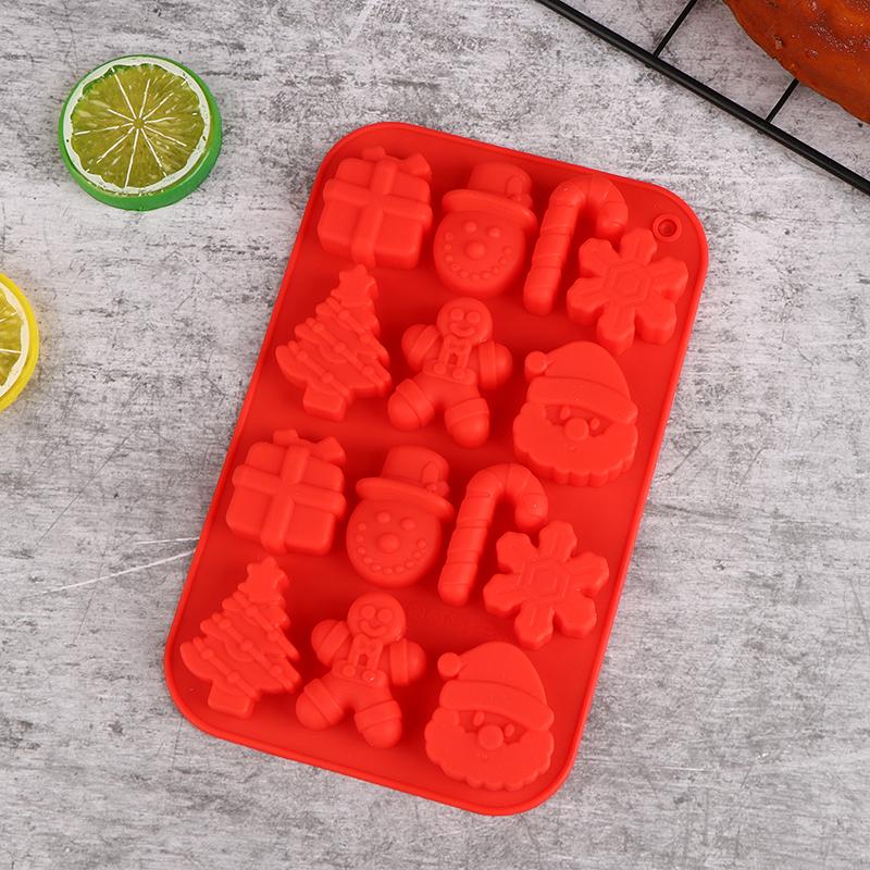 1 шт., силиконовая форма для конфет на рождественскую тематику, инструменты для выпечки шоколадного печенья, рождественские елки, пряничный человечек, подарок, многоразовая форма для украшения