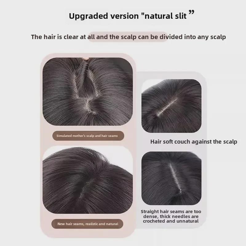 Seamless Fluffy Long Straight Hair Full Head Wig Set for Women