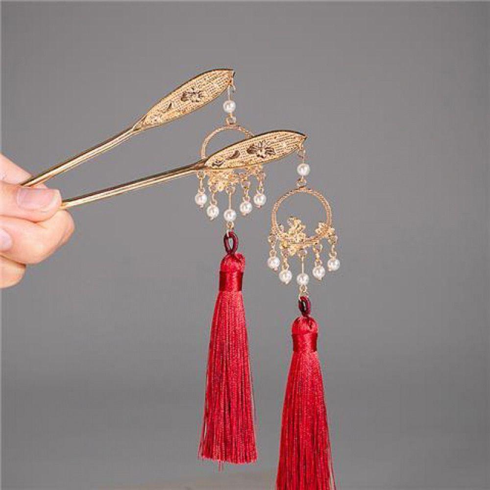 For Bride Chinese Style Headdress Hair Accessories Tassel Hair Stick Women Hair Fork Hairpins