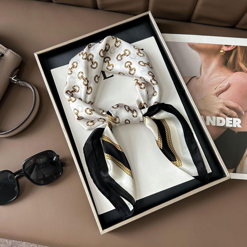 Шелковый шарф премиум-класса с принтом в корейском стиле - Универсальный модный аксессуар