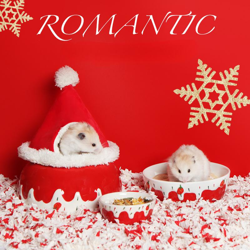 Миска для еды для хомяка, керамическая миска, толстая и не опрокидывающаяся, миска для кролика с клубникой, ванная и туалет, принадлежности двойного назначения Golden Bear