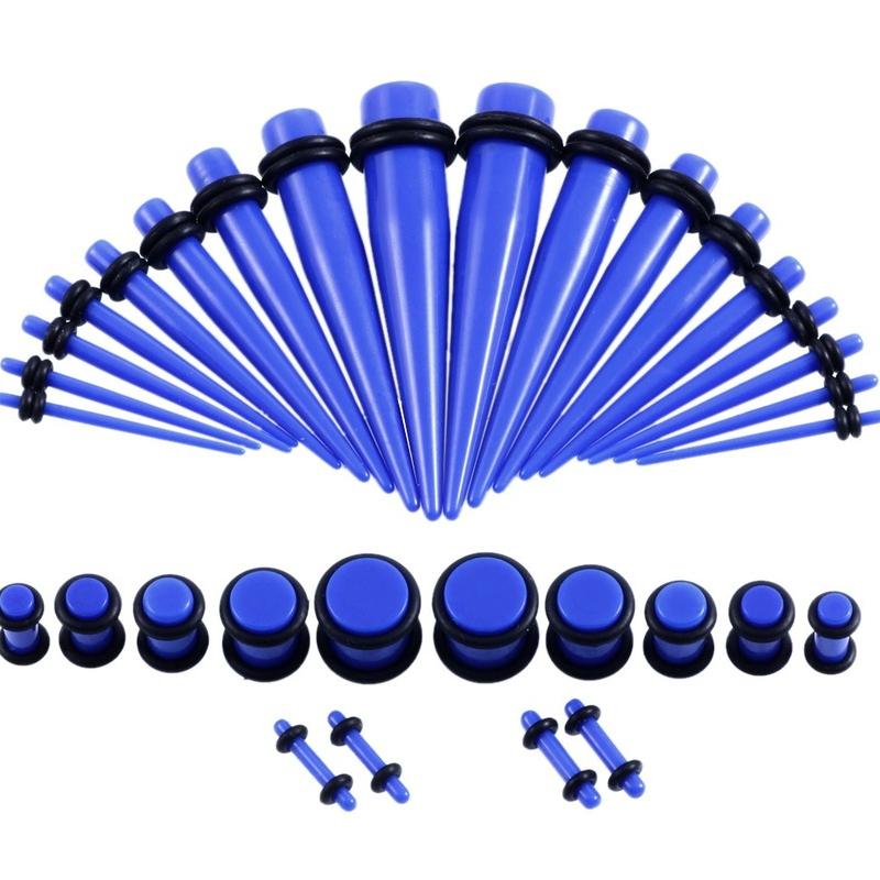 36 шт./лот, акриловые наборы для растяжки ушей с конусом и вилкой, разноцветные цвета, туннель для расширения тела уха, ювелирные изделия для пирсинга 14G-00G