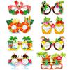 Hawaii Party Paper Glasses Summer Beach Party Gifts For Kid Flamingo Parrots Glasses Photo Props Tropical Aloha Luau Party Decor